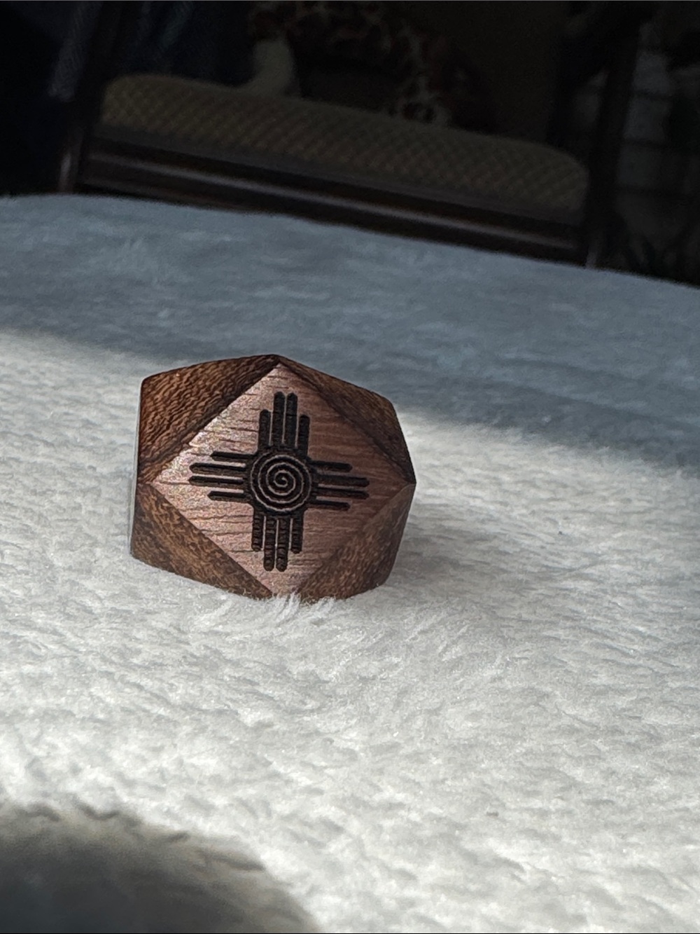 Wooden Geometric Signet Ring in Brown - Men Accessories